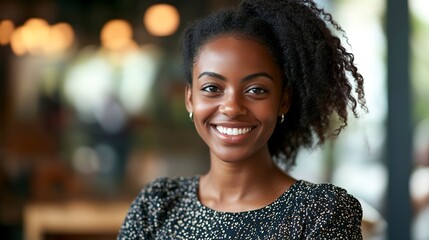 Canvas Print - Portrait of smiling female customer service