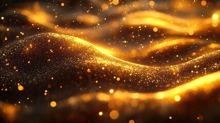 Wall Mural - Shimmering and festive details adorn an abstract gold bokeh background.