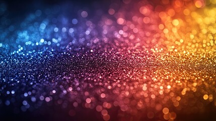 A vibrant and festive atmosphere is featured in an abstract rainbow lights and sparkle background.