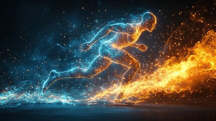 Wall Mural - an abstract figure of a running man portrays dynamism and vigor.