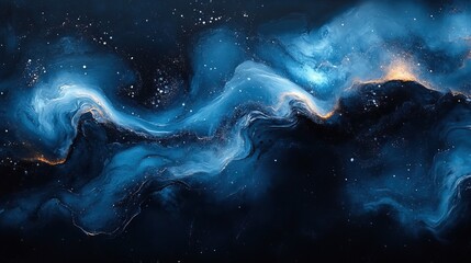 Wall Mural - swirling blue and black colors feature in an abstract painting.