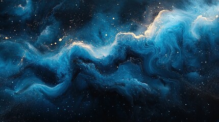 Wall Mural - blue and black paint swirl in an abstract, creating a dynamic effect.