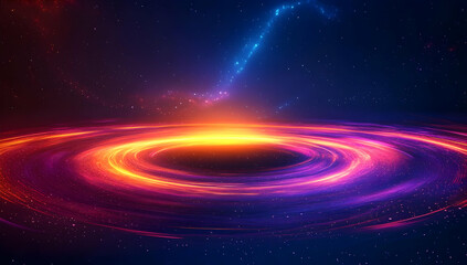 Wall Mural - A stunning cosmic scene featuring a vibrant black hole surrounded by colorful space elements, evoking mystery and wonder.