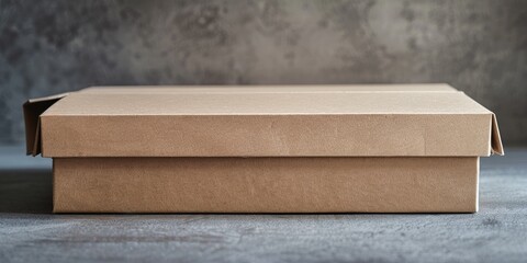 Canvas Print - A brown cardboard box sitting on a table, great for background or prop use