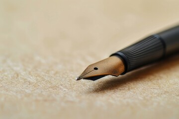 Canvas Print - A fountain pen sitting on top of a piece of paper, ready for writing