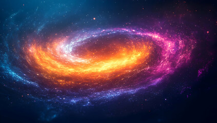 Wall Mural - Stunning galaxy with vibrant colors of orange, pink, and blue swirling through the cosmos in a breathtaking cosmic display.