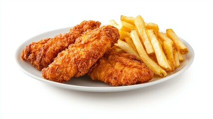 Wall Mural - A plate of fried chicken and french fries