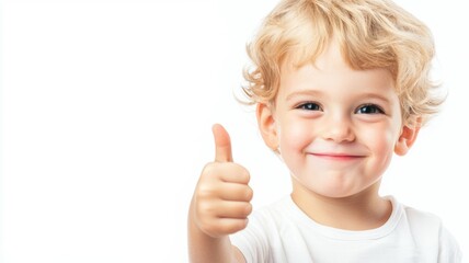 Poster - A young child is smiling and giving a thumbs up