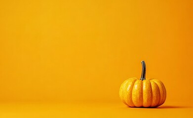 Halloween pumpkin decorations on a yellow-orange background