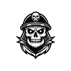 warrior skull vector, art, illustration design, warrior skull silhouette logo, design black and white 