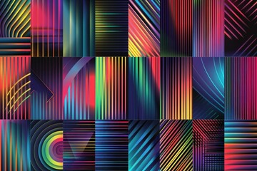 Wall Mural - A series of colorful abstract lines and shapes