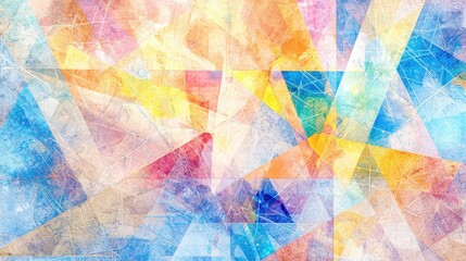 Wall Mural - Abstract Colorful Watercolor Background with Geometric Shapes and Texture