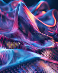 Canvas Print - Digital technology background. Dynamic wave of glowing points. Futuristic background for presentation design. 3d rendering.