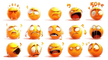 Wall Mural - Set of Emoji Emoticons with Different Expressions.