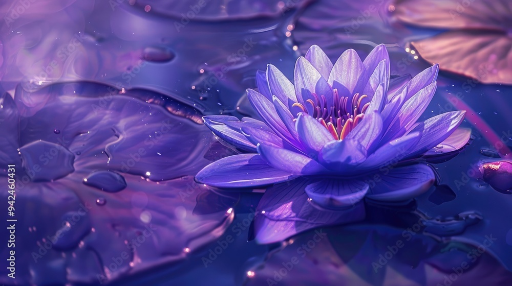 Purple water lily Stock Photo | Adobe Stock