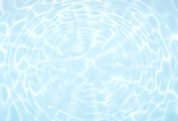 Water banner background with leaves hosts. White water texture, surface with rings and ripple, Flat lay, top view, copy space