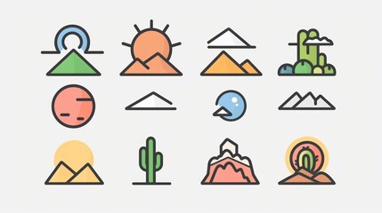 Poster - Mountain Landscape Icons Set.