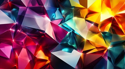 Canvas Print - Abstract Colorful Geometric Background, Shiny Triangles