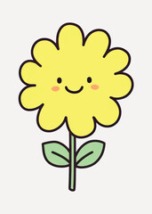 Poster - Cute smiling yellow flower illustration