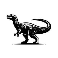 Wall Mural - Black vector silhouette of a dinosaur isolated on a transparent background - Dinosaur icon