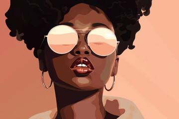 Poster - Stylish woman wearing reflective sunglasses