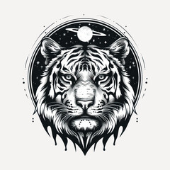 Sticker - Majestic tiger cosmic illustration