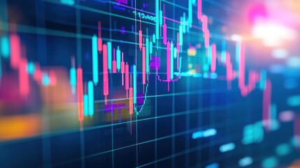 Wall Mural - Stock market or forex trading graph and candlestick chart suitable for financial investment concept. Economy trends background for business idea and all art work design. Abstract finance background