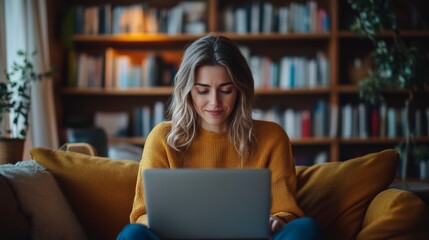 Woman Working on Laptop.