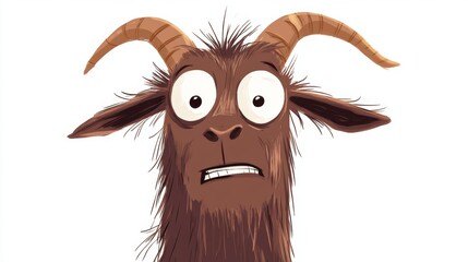 A cartoon goat with wide eyes and a surprised expression.