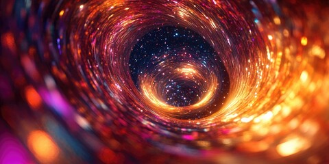 Poster - Fractal image illustrating a wormhole in deep space created with 3D cartoon rendering