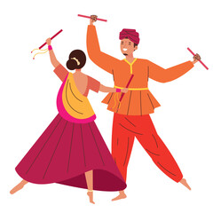 Wall Mural - dancers in indian traditional costume