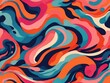 © shrinay - Colorful abstract organic shape print seamless pattern illustration in retro style.