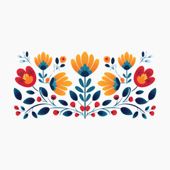 Poster - Colorful floral folk art design