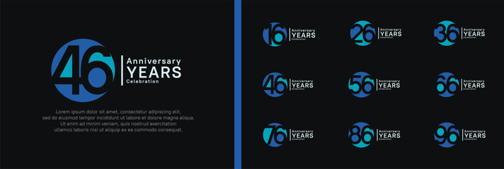 Wall Mural - anniversary logotype set. vector design blue color can be use for celebration moment