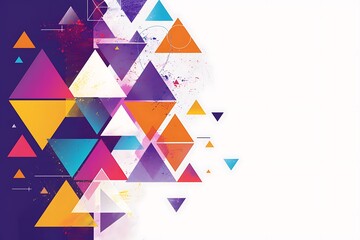 Wall Mural - abstract background with colorful geometric shapes and triangles on white, purple color, purple blue