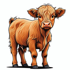 Wall Mural - Highland calf illustration, farm animal cow cartoon element clip art