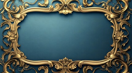 Poster - gold frame on blue background