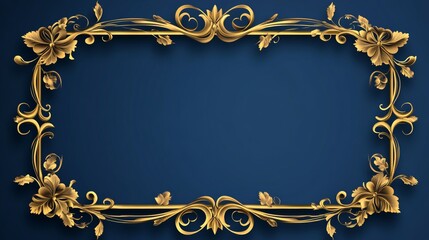 Poster - gold frame on blue background