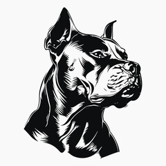 Poster - Detailed black and white dog illustration