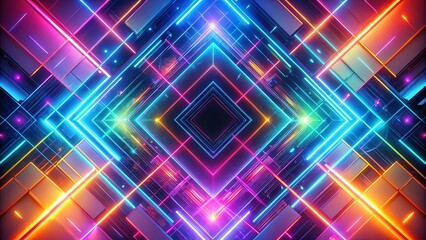 Wall Mural - Vibrant and colorful neon abstract geometric shapes background, perfect for a modern, futuristic design project