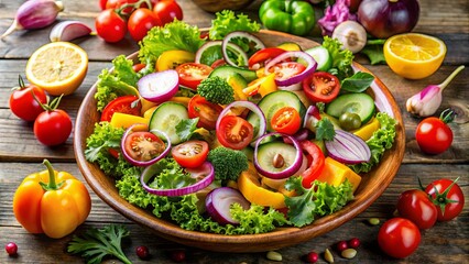 Fresh and vibrant salad made with colorful organic vegetables, perfect for a healthy meal