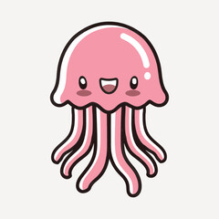 Poster - Cute pink cartoon jellyfish illustration