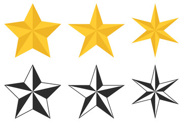 Wall Mural - Star icon set in trendy style isolated on white background.