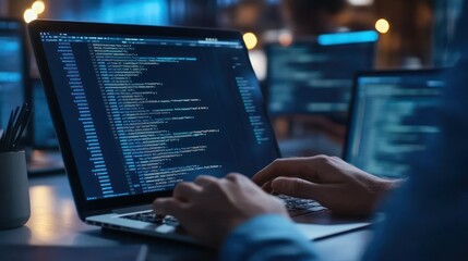 Programmer working late at night on a software project