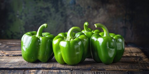 Canvas Print - Green peppers, scientifically referred to as Capsicum and often known as bell peppers, are vegetables widely utilized in vegetarian cuisine.