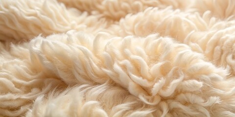 Close up of soft wool fibers creating a textured background of fluffy fabric, showcasing the natural softness of the material