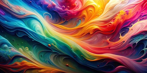 Colorful and vibrant flowing paint wallpaper on a light background, creating a creative and artistic abstract design