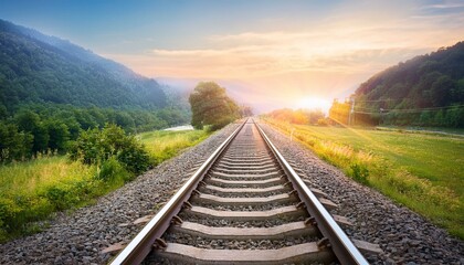 railway in the rail railway in the countryside, Rail pattern round circular curve railroad path, round stone circle