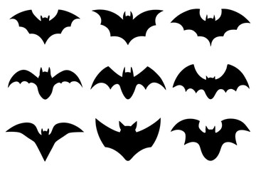 Poster - Set of Bats icons silhouette vector illustration