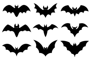 Wall Mural - Set of Bats icons silhouette vector illustration